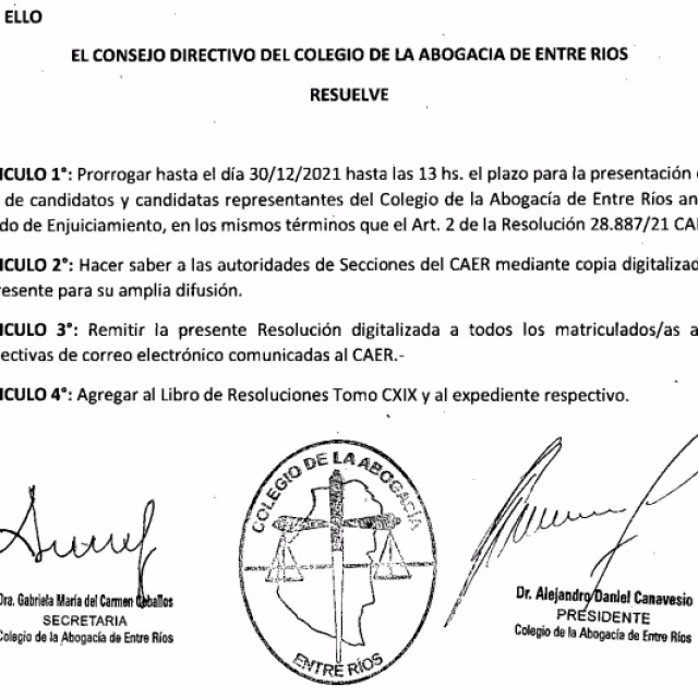 Se prorrogó el plazo para las listas de elección de Jurado de Enjuiciamiento