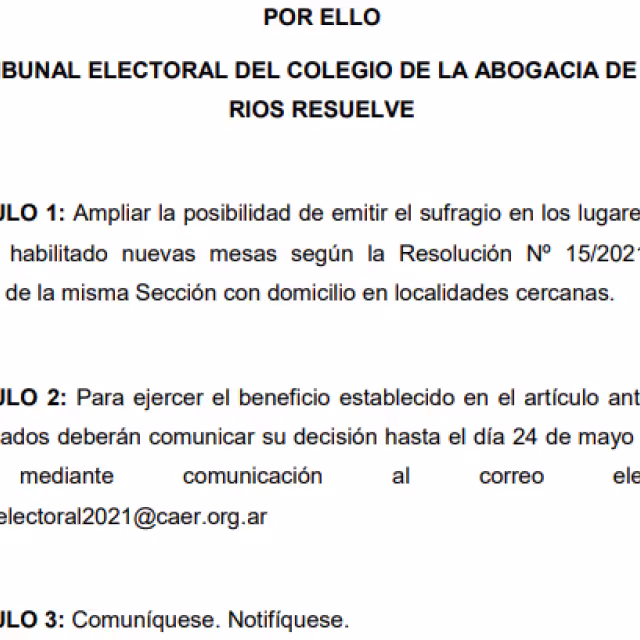 El Tribunal Electoral amplió la posibilidad de votar en una sede más cercana al domicilio