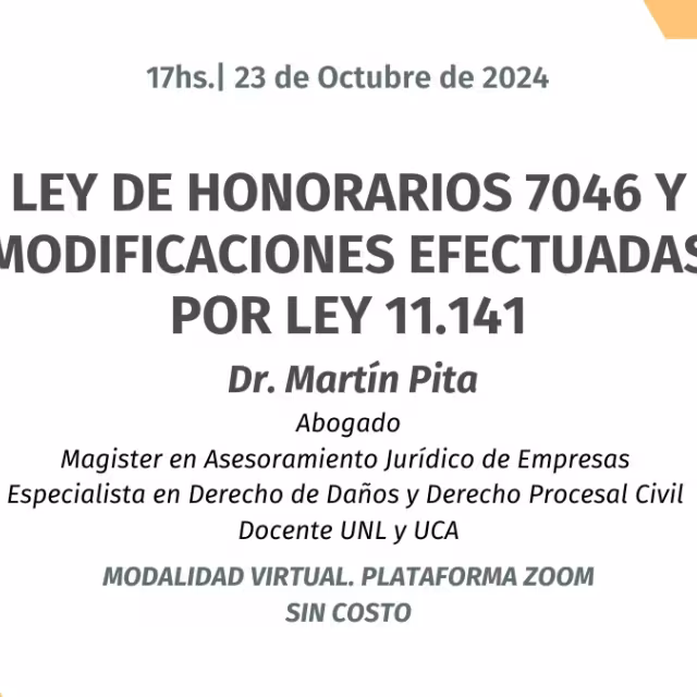 Curso: Ley de Honorarios 7.046 y Modificaciones efectuadas por Ley 11.141